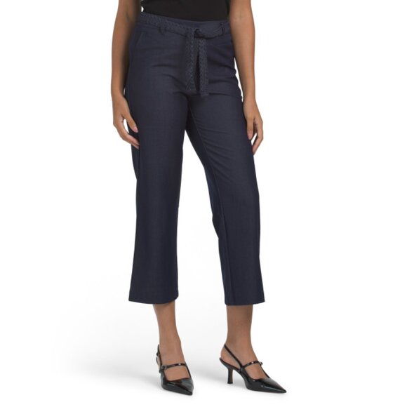 NANETTE BY NANETTE LEPORE Vintage Blue Career Denim Pants With Braided Belt - Picture 1 of 2